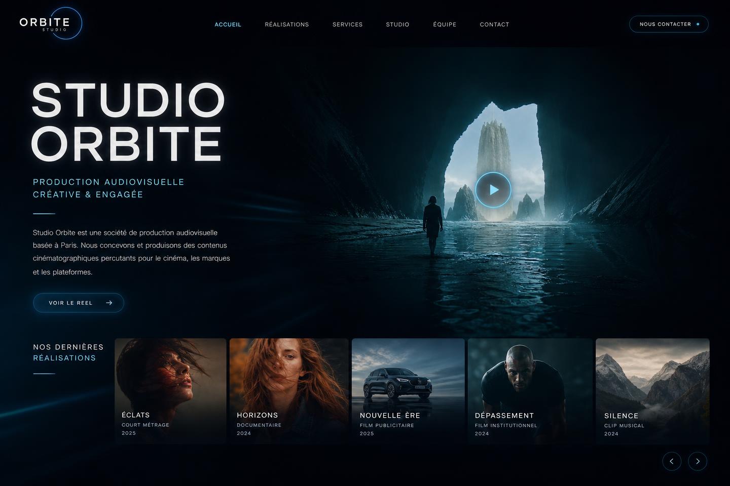 Site web réalisé pour Studio Orbite, Audiovisuel · Sur-mesure