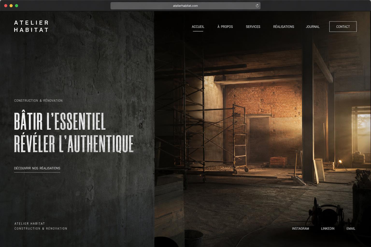 Site web réalisé pour Atelier Habitat, Bâtiment & habitat
